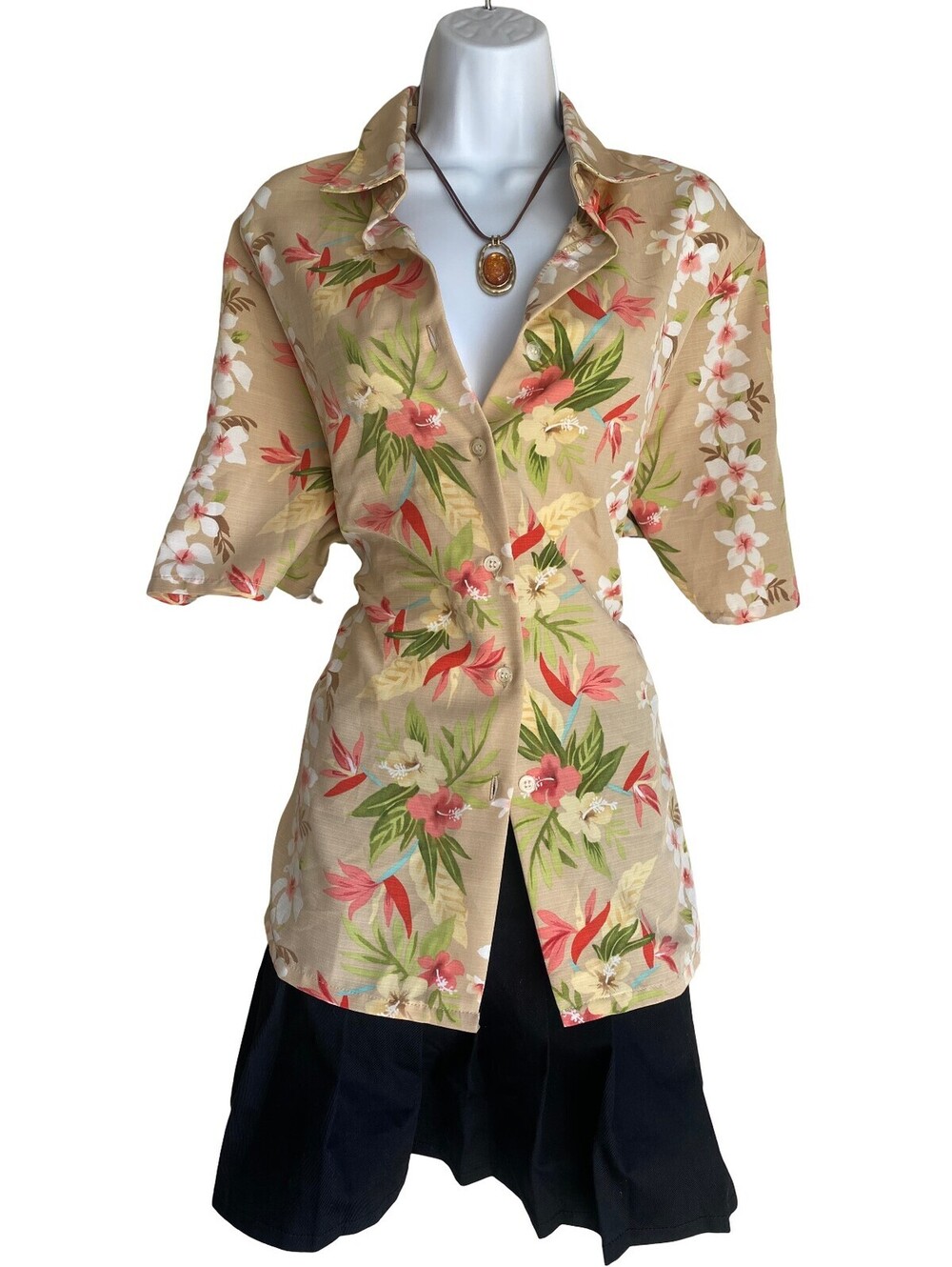 Vintage BonWorth Plus L Floral Button Up Blouse Tunic Cottagecore Boho Coquette